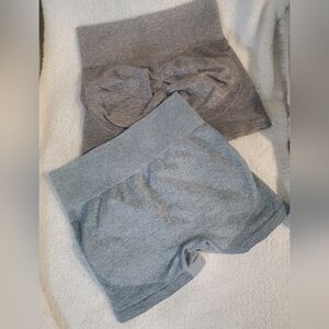 Set Of 2 Gray High-Waisted Shapewear Shorts Medium